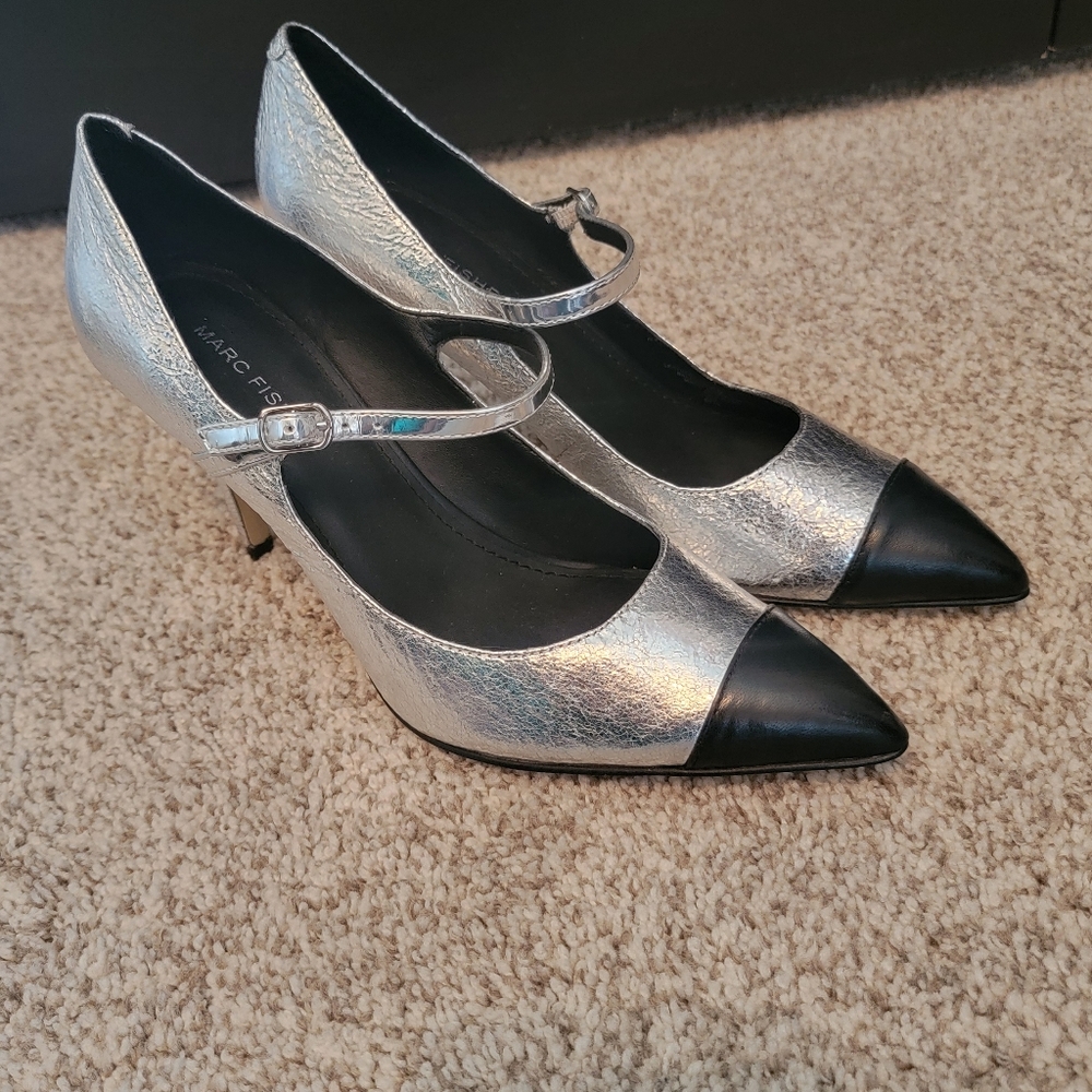 Marc Fisher Silver and Black Women's Heels